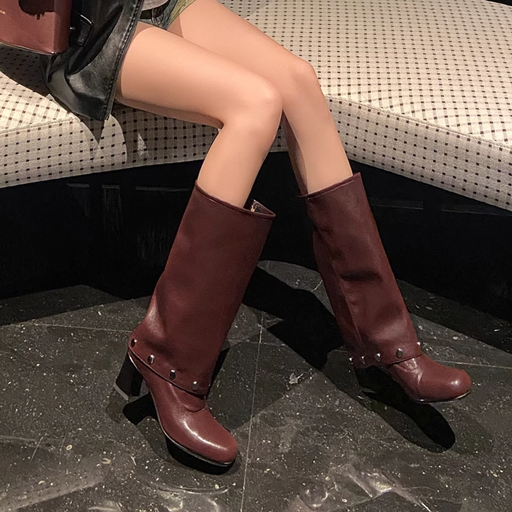HAROT Studded Knee High Boots