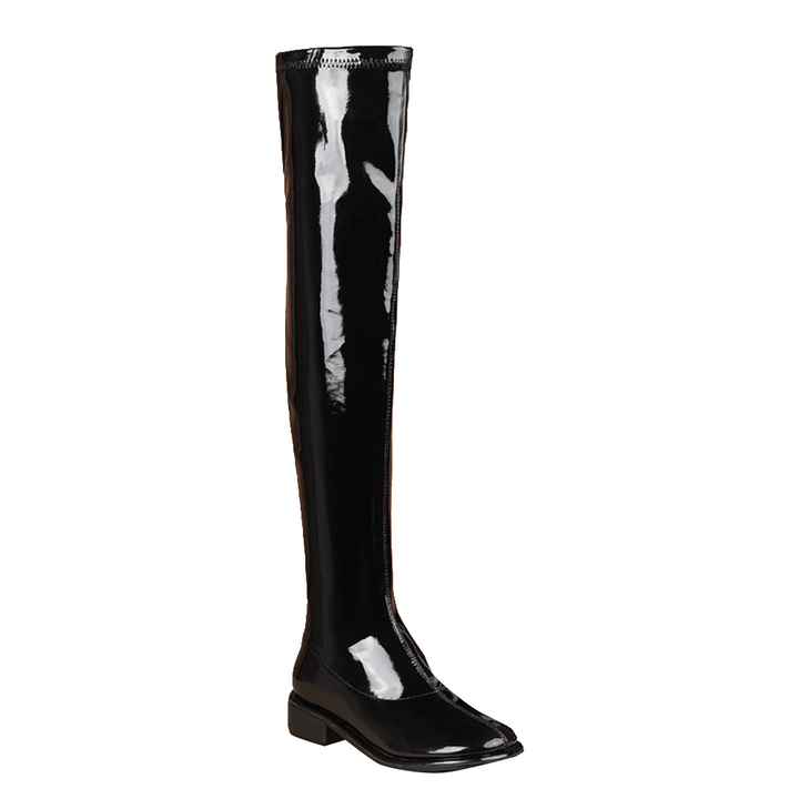 HENCA Patent Leather Flat Knee High Boots