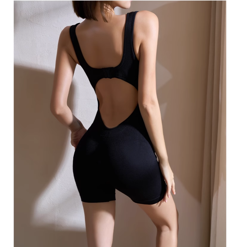 HEOVI Yoga Pilates Backless Fitted Jumpsuit