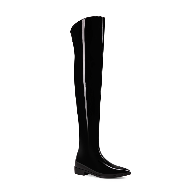 HOMCA Patent Leather Over The Knee Boots