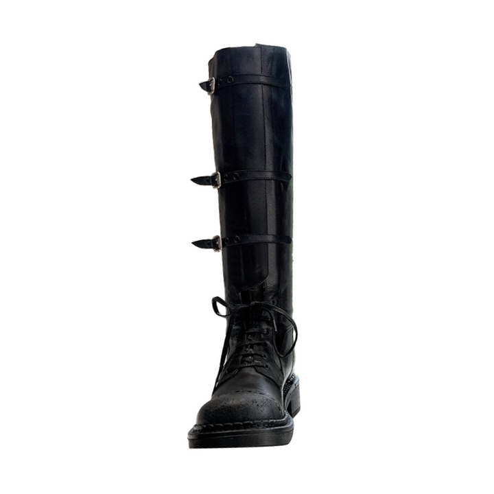 HOSRI Lace Up Biker Knee High Boots