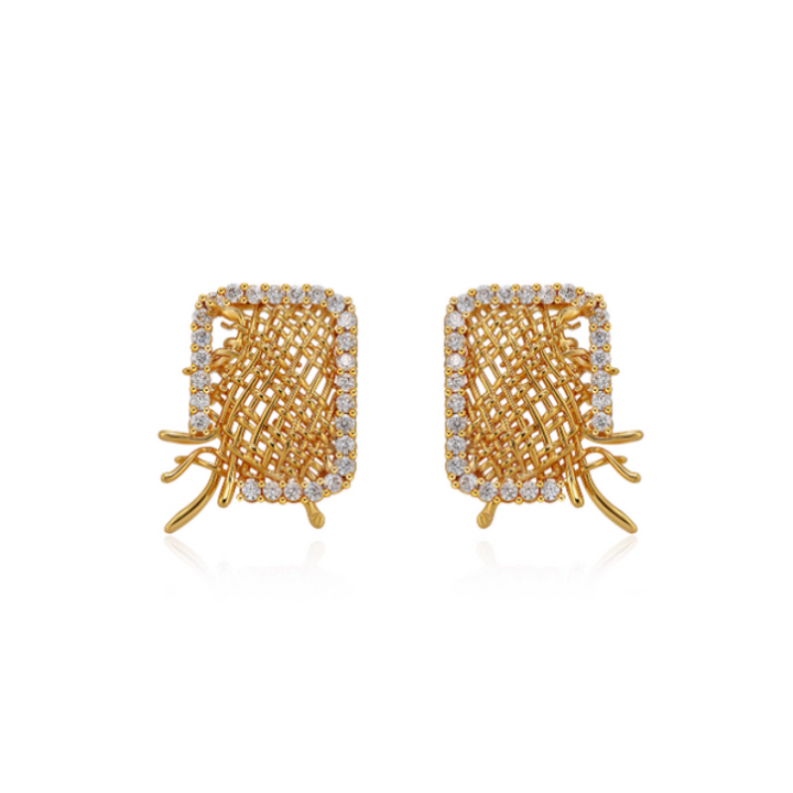 HOTIV Diamante Braided Earrings - Pair