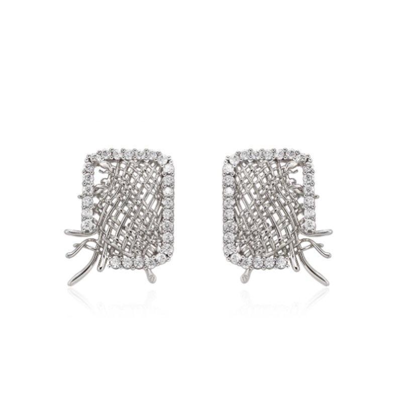 HOTIV Diamante Braided Earrings - Pair