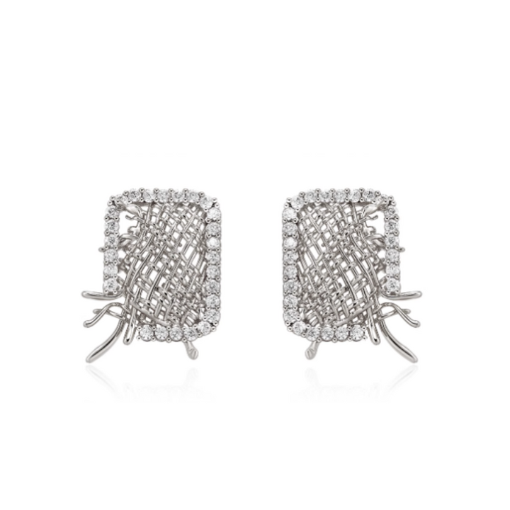 HOTIV Diamante Braided Earrings - Pair