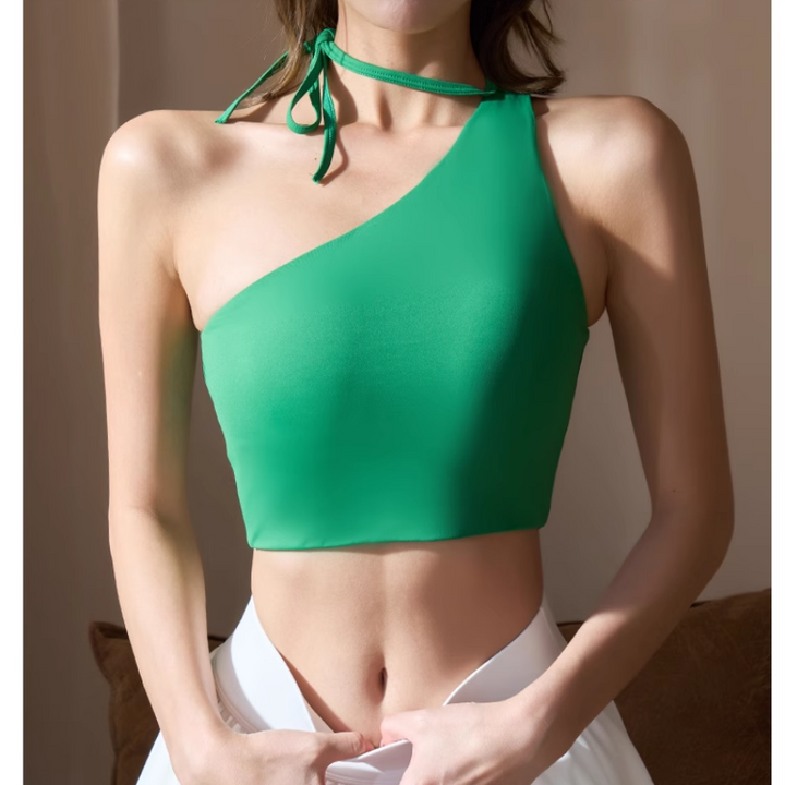 HTECI Yoga Pilates One-Shoulder Fitted Sports Bra