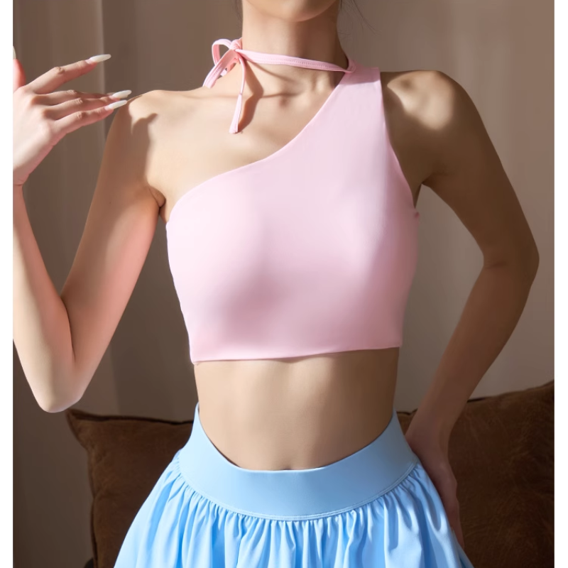 HTECI Yoga Pilates One-Shoulder Fitted Sports Bra