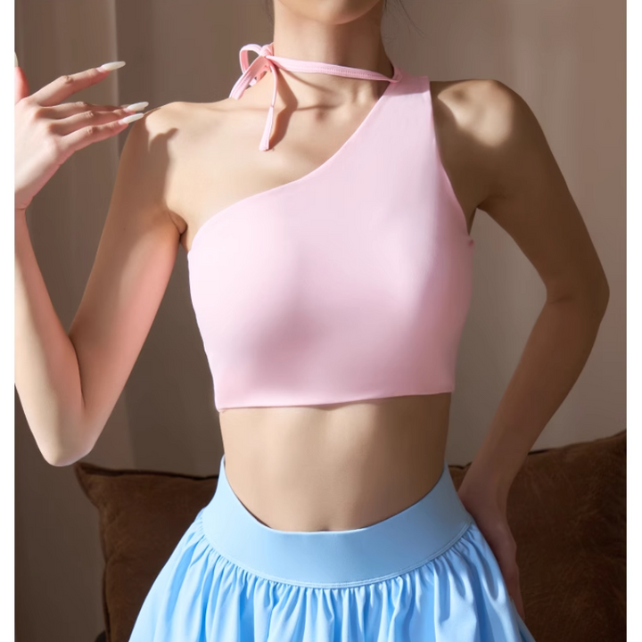 HTECI Yoga Pilates One-Shoulder Fitted Sports Bra