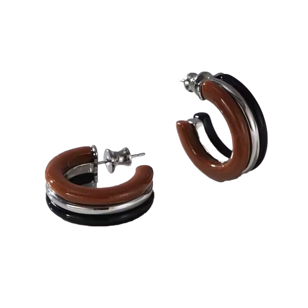 HUSDI Tri-Color Earrings - Pair