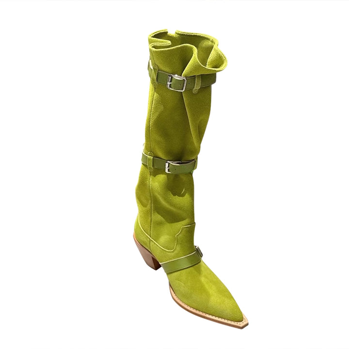 HUSIB Buckled Knee High Boots