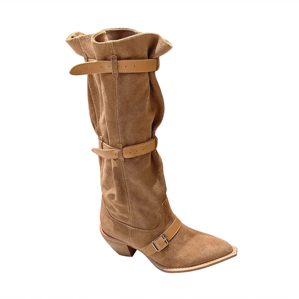 HUSIB Buckled Knee High Boots