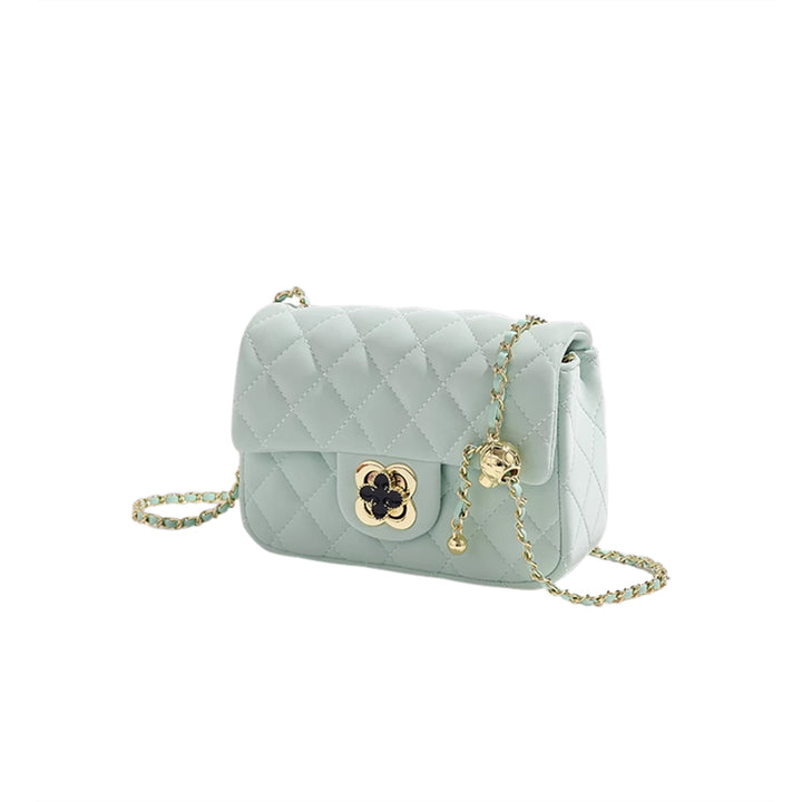 HUVCT Metal Lock Quilted Cross Body Bag