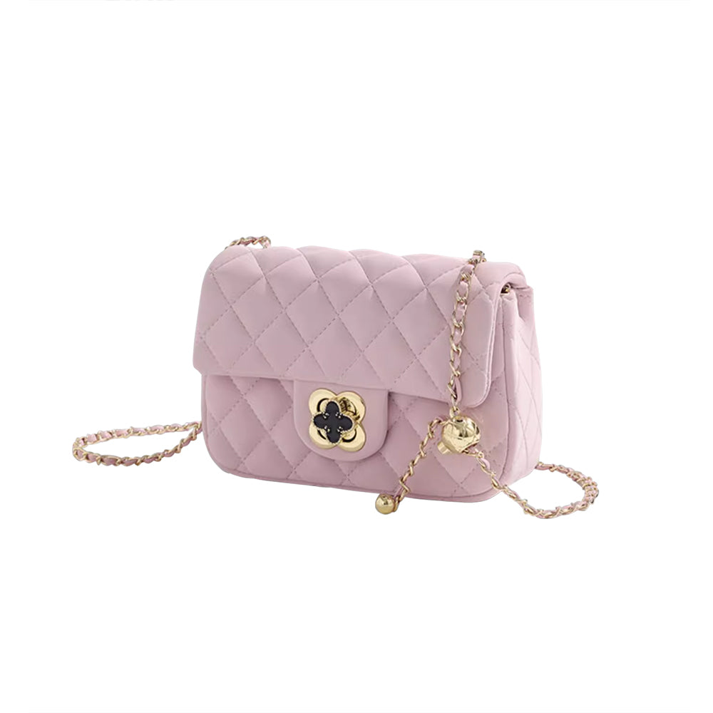 HUVCT Metal Lock Quilted Cross Body Bag