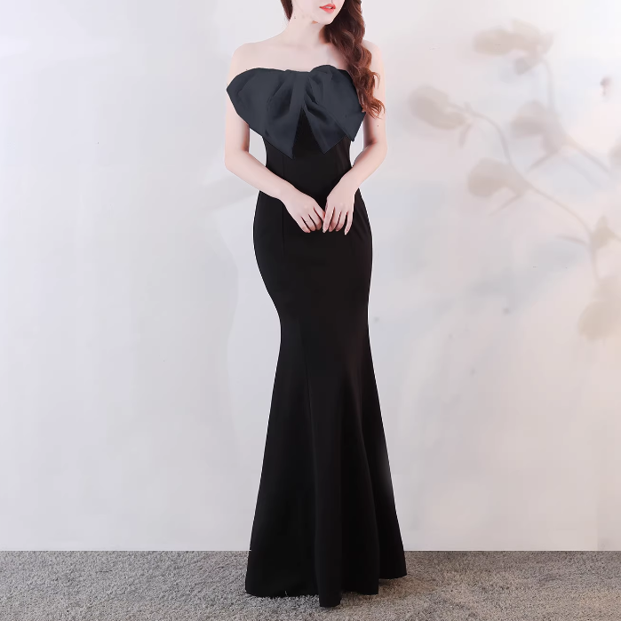 JESUV Bow Tube Evening Dress Gown