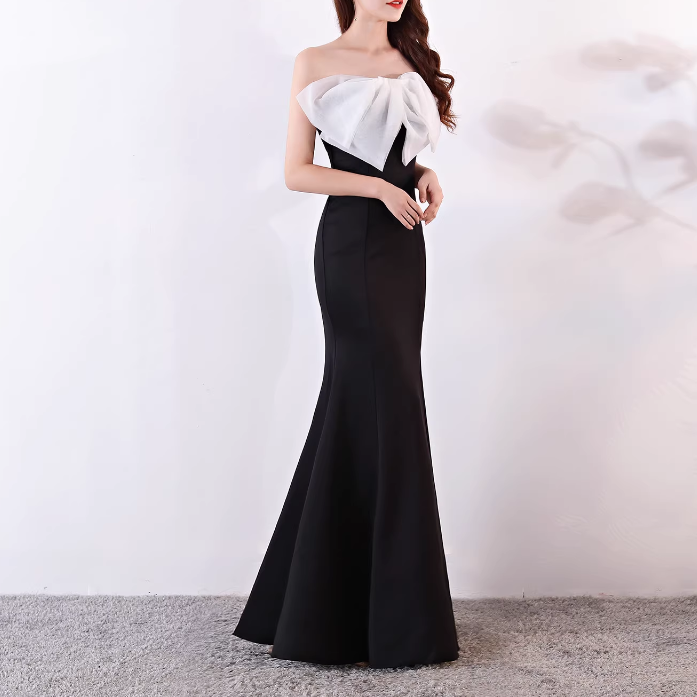 JESUV Bow Tube Evening Dress Gown