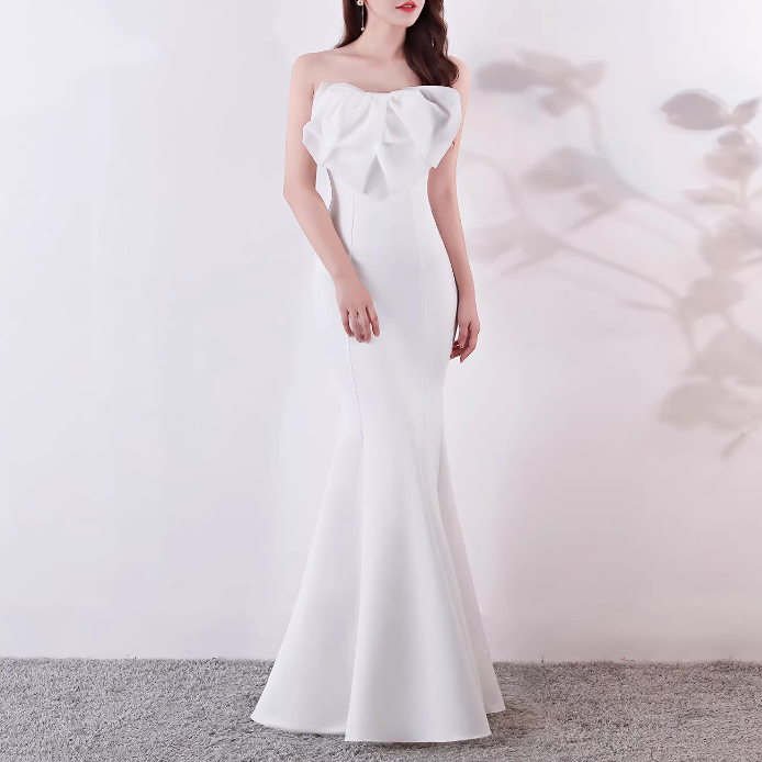 JESUV Bow Tube Evening Dress Gown