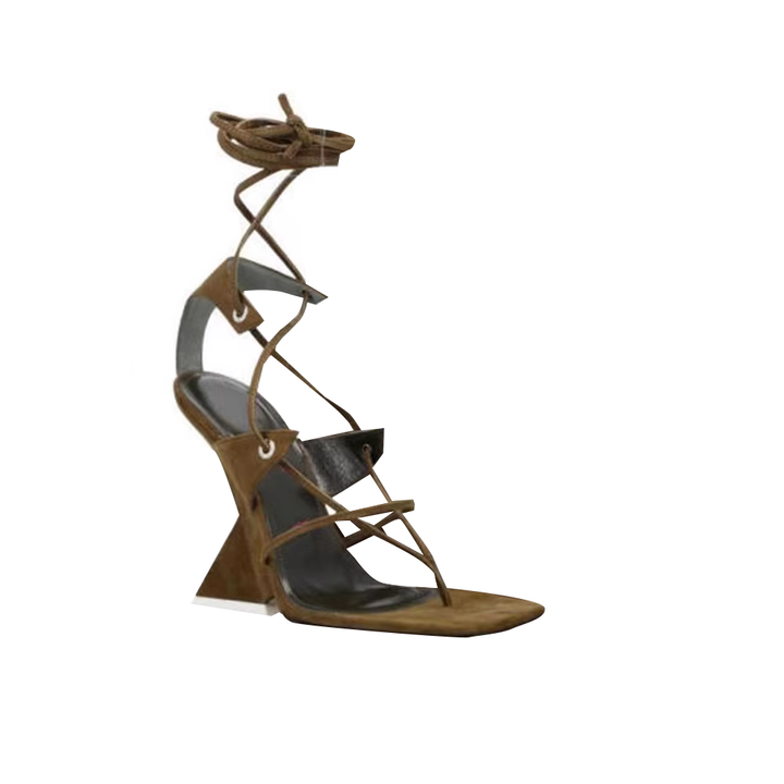JUHES Lace Up Wedged Heel Sandals