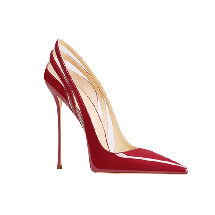 JUNCI Patent Leather And PVC High Heel Pumps - 10cm