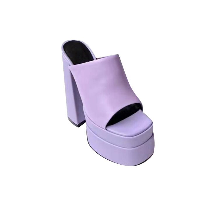 KATHY Block Heel Platform Mules Sandals