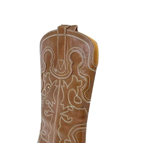 KEROB Leather Western Cow Knee High Boots