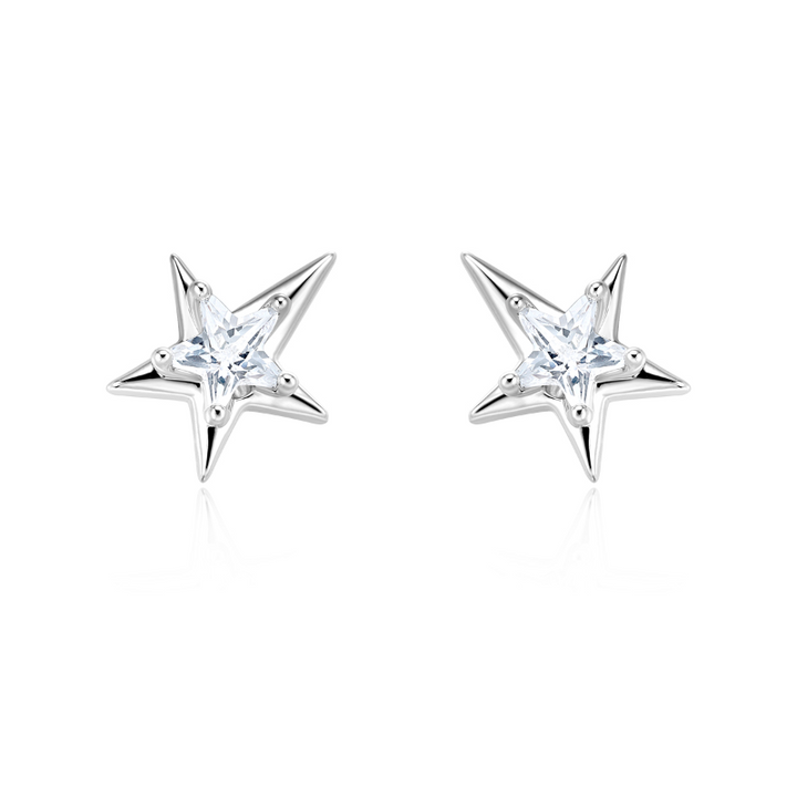 KERUO Diamante Star Ear Studs Earrings - Pair