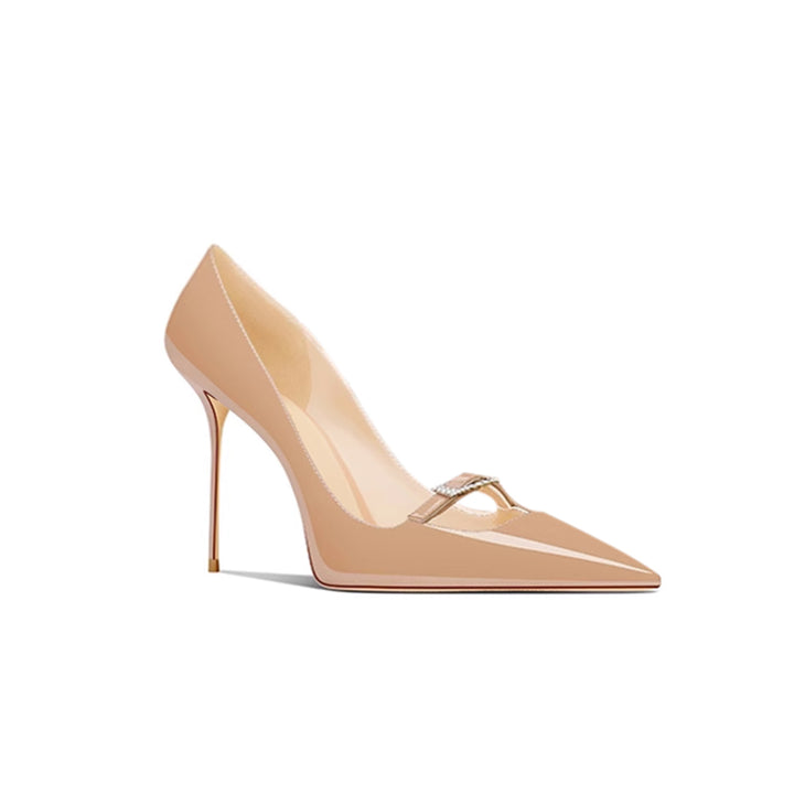 KERVA Diamante Buckled Mid Heel Pumps - 8cm
