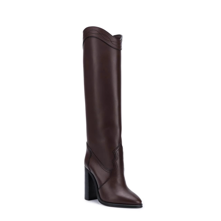 KIERA Block Heel Knee High Boots - 10cm