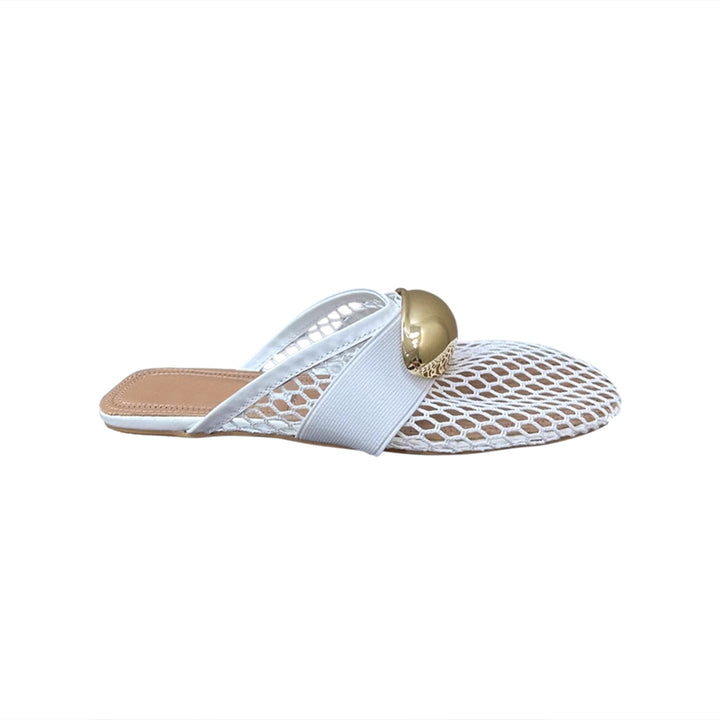 KOGRA Metal Embellished Slippers Slides