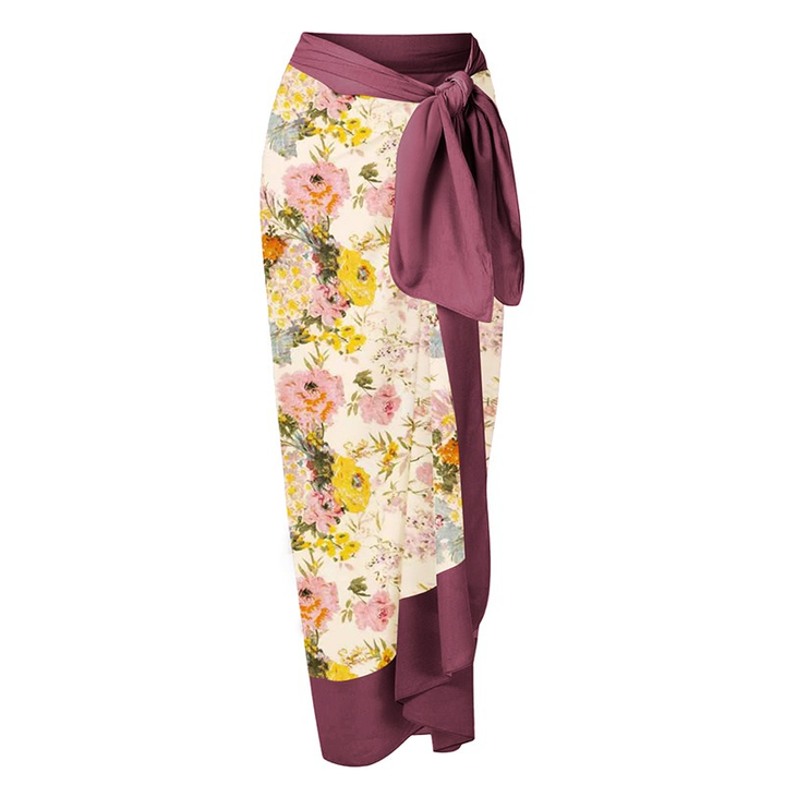 KOISA Printed Asymmetric Hem Skirts