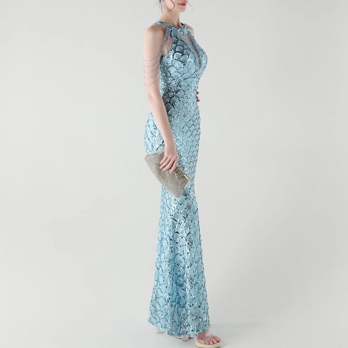KOVTE Sequinned Evening Dress Gown