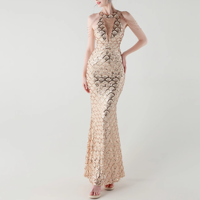 KOVTE Sequinned Evening Dress Gown