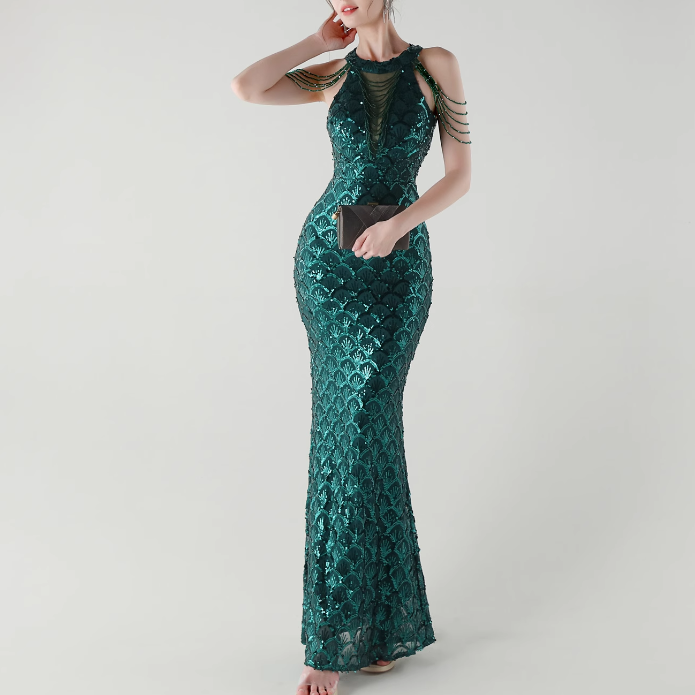 KOVTE Sequinned Evening Dress Gown