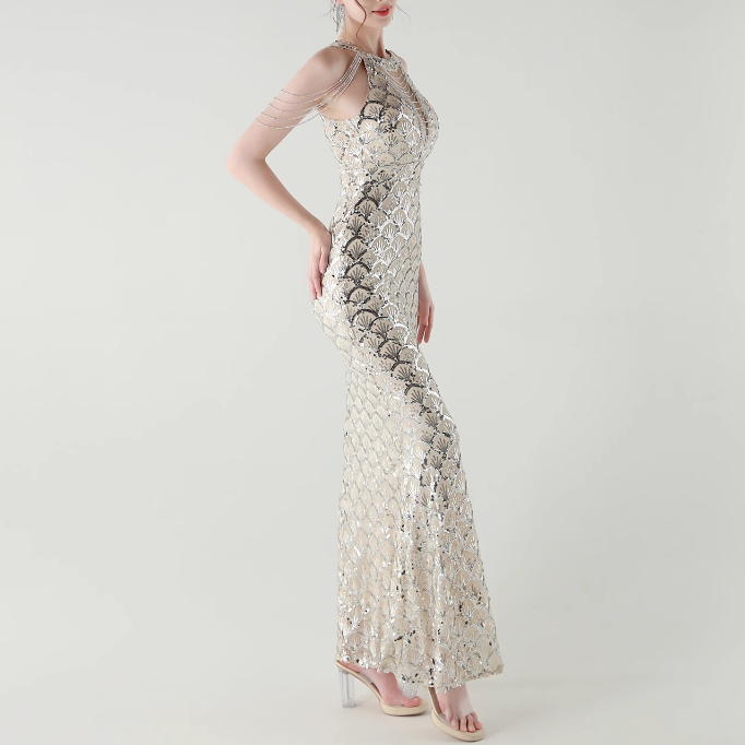 KOVTE Sequinned Evening Dress Gown