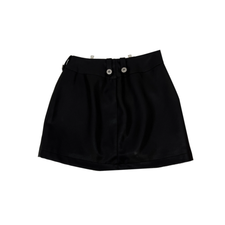 KRAUI Zip Embellished Leather Mini Skirt