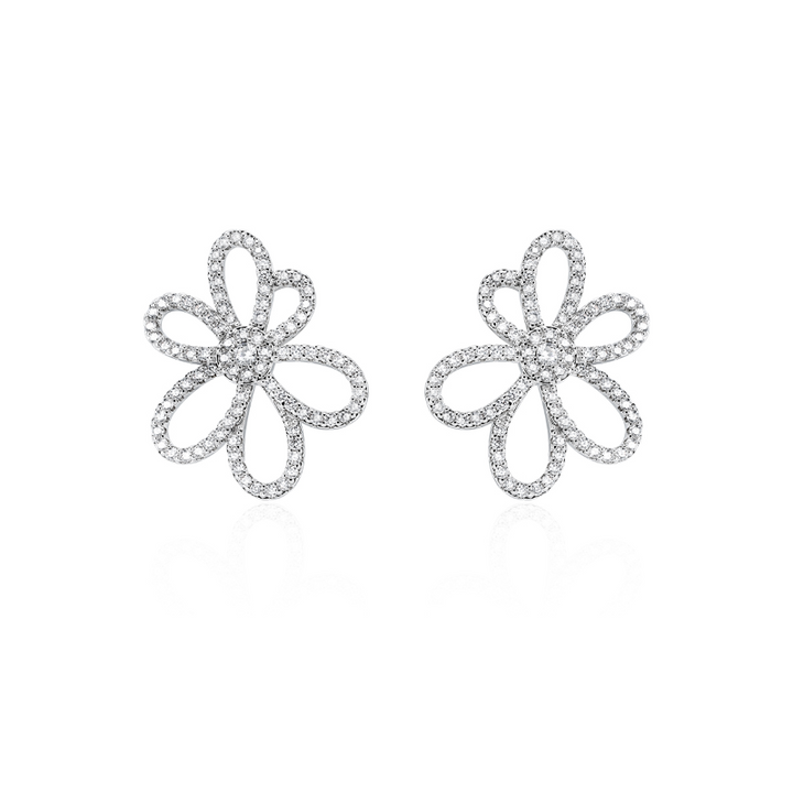 KUJRI Diamante Flower Earrings - Pair