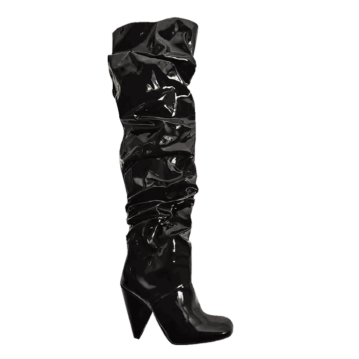 KUREY Patent Leather Over The Knee Boots