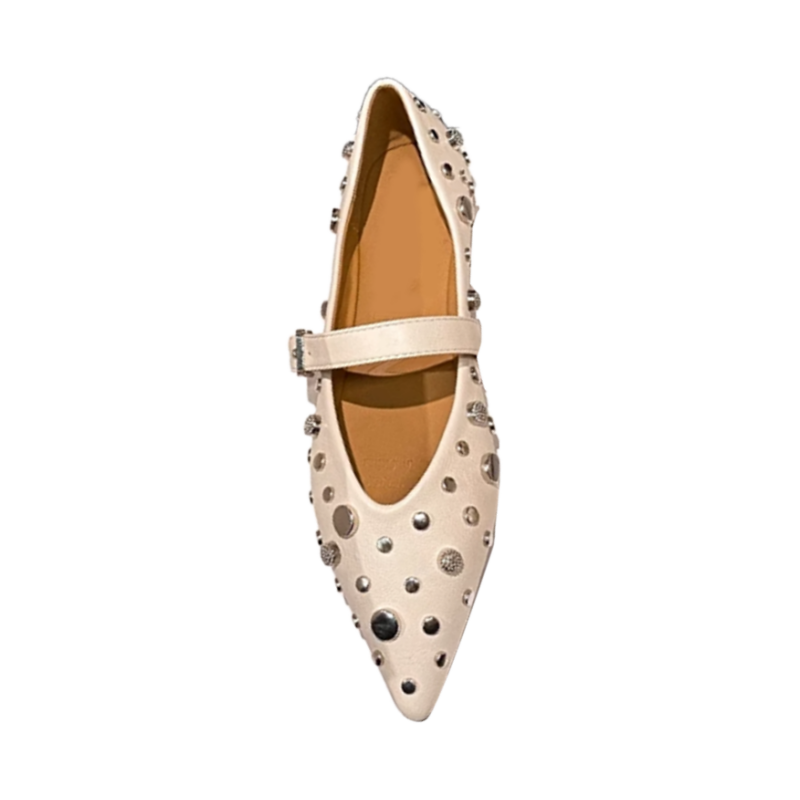 KUVRO Studded Flat Ballet Shoes