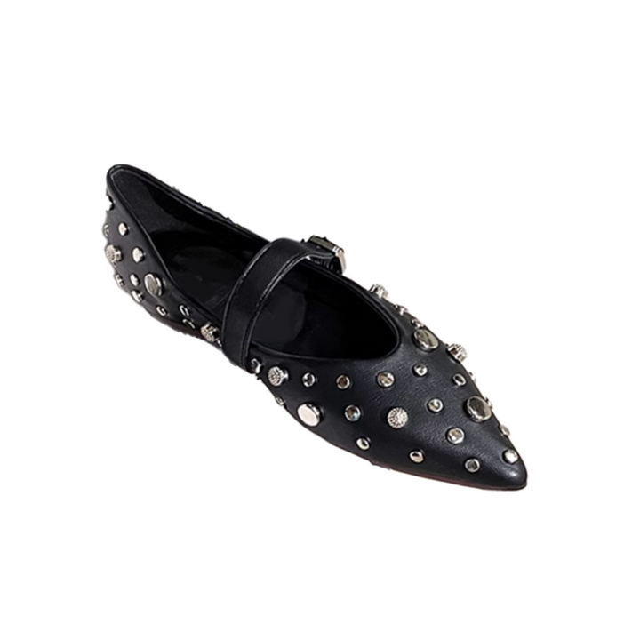 KUVRO Studded Flat Ballet Shoes