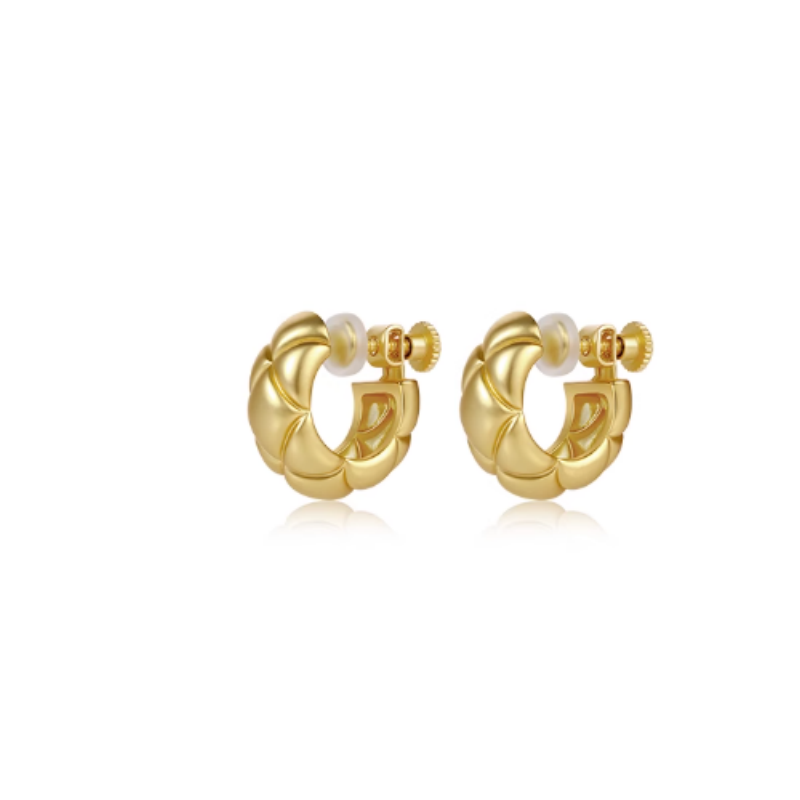 KVOTE Quilted Clip On Earrings - Pair - Small