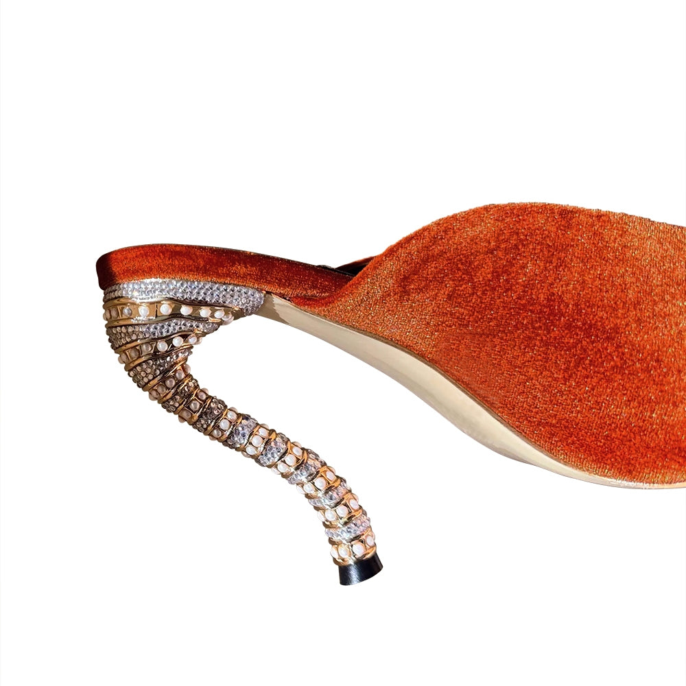 LAKWI Sculptured Heel Mules Sandals