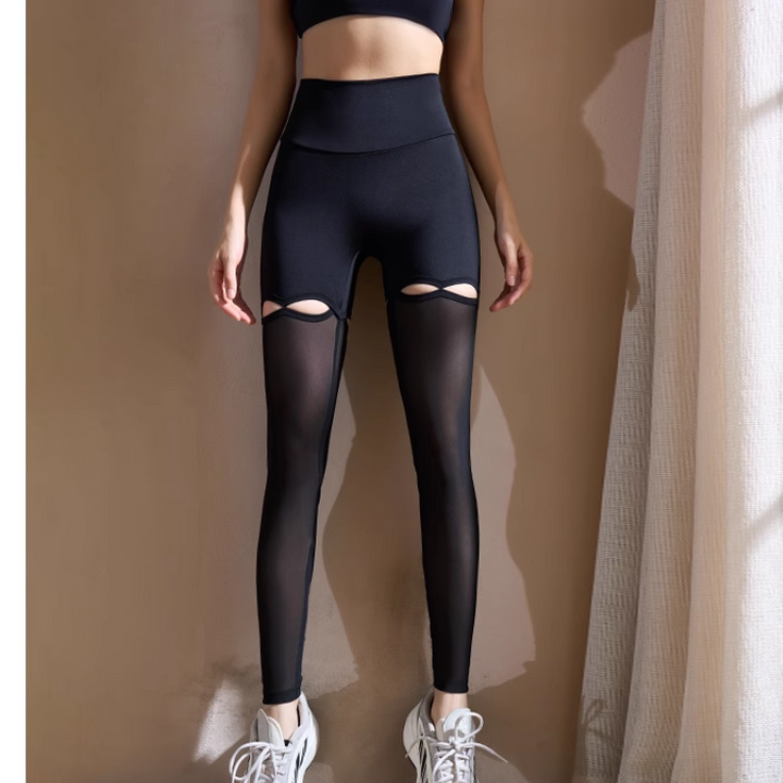 LASVE Yoga Pilates Cut Out Fitted Stretch Leggings