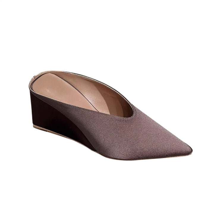 LATCA Satin Wedged Heel Mules