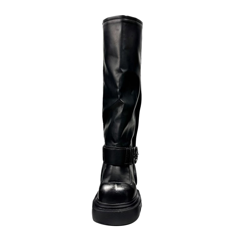 LAVFA Buckled Knee High Boots