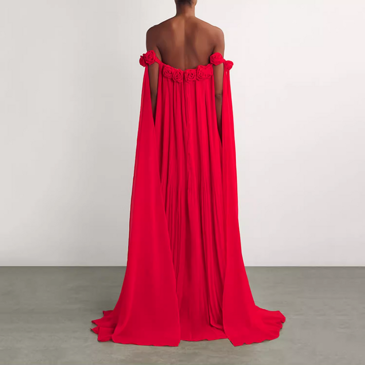 LEBLO Flower Off-Shoulder Evening Dress Gown