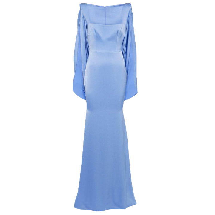 LEIVA Ruffled Hem Maxi Evening Dress Gown