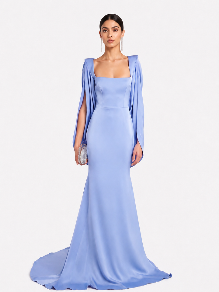 LEIVA Ruffled Hem Maxi Evening Dress Gown