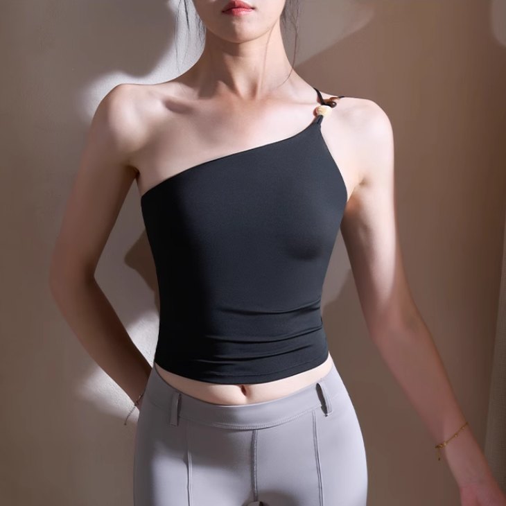 LETAN Yoga Pilates Asymmetric Fitted Sports Bra