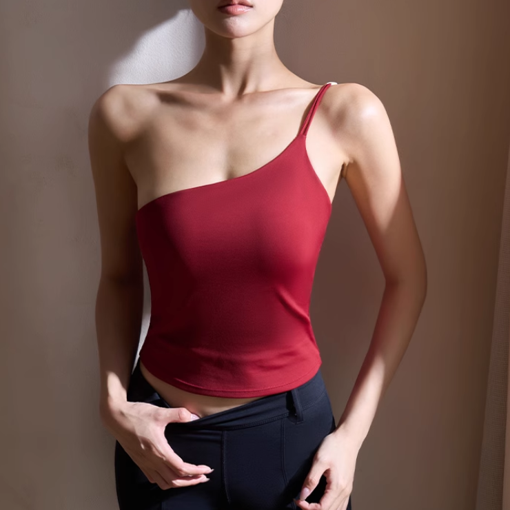 LETAN Yoga Pilates Asymmetric Fitted Sports Bra