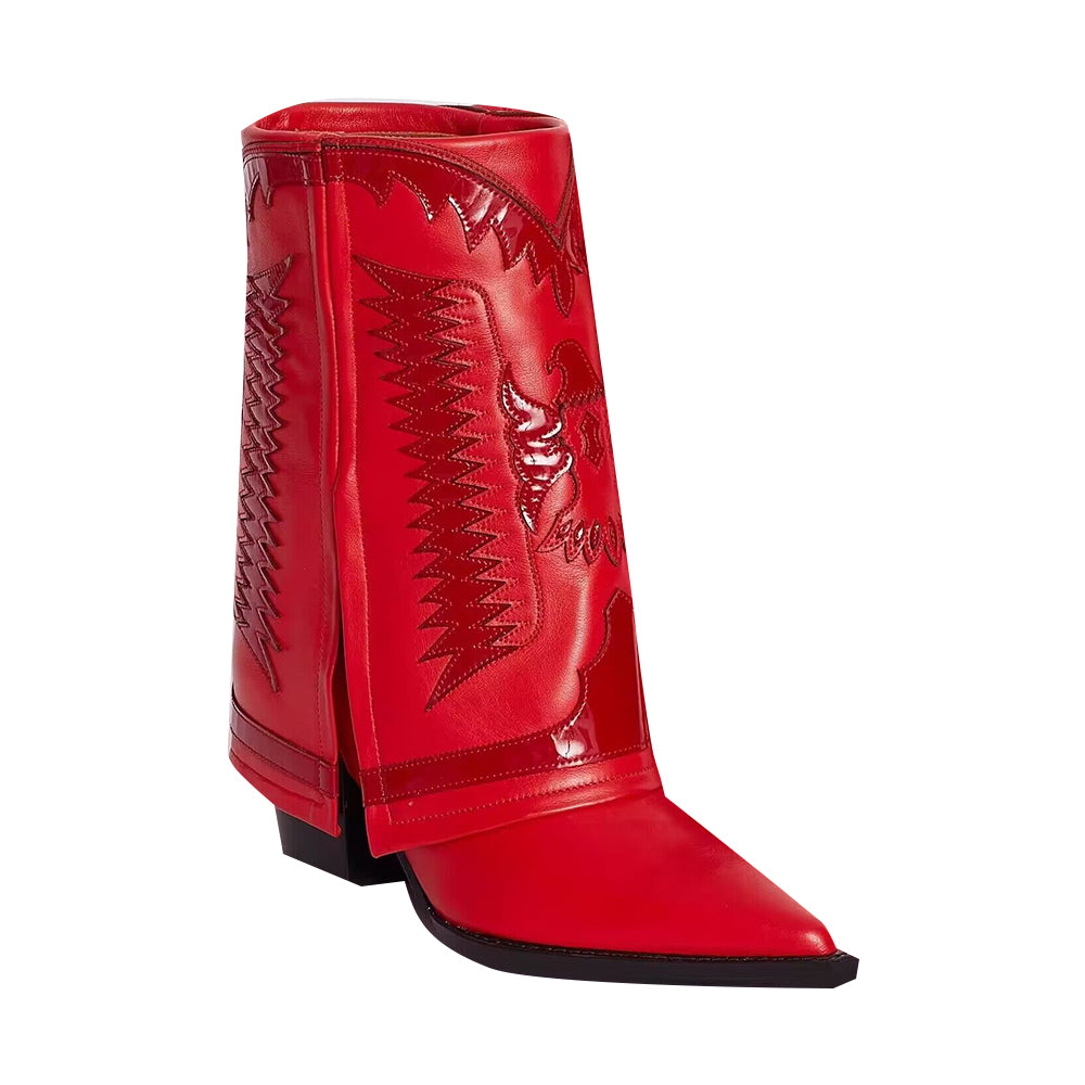 LETIE Block Heel Western Cowboy Ankle Boots