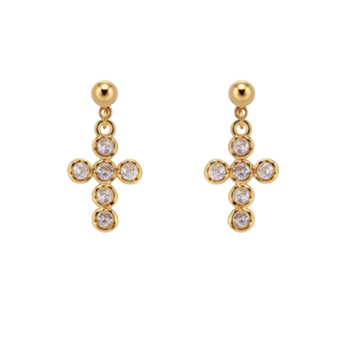 LEVUM Diamante Cross Earrings - Pair