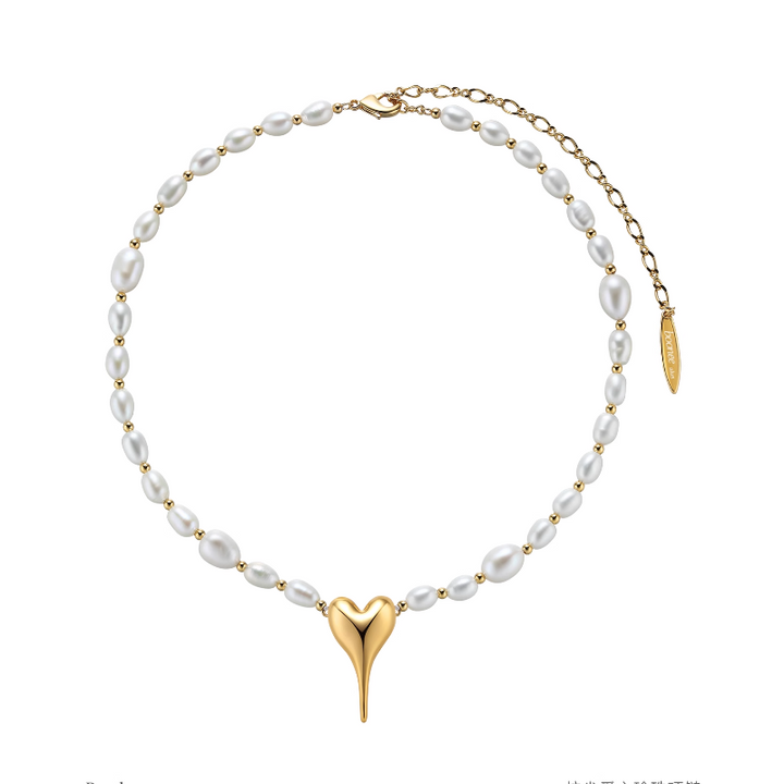 LEWNY Heart Pearl Necklace